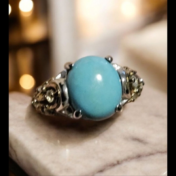 Victoria Wieck Sterling Silver .52ct Turquoise & White Topaz Ring-Size 7 - Picture 3 of 14